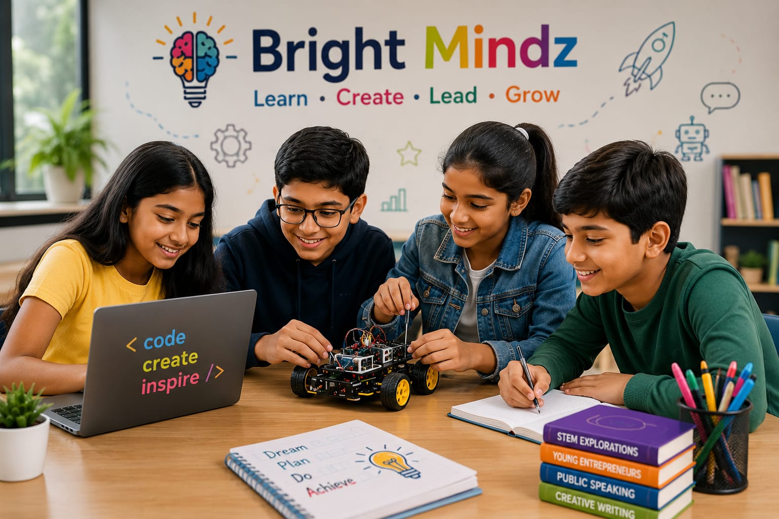 Students learning at Bright Mindz